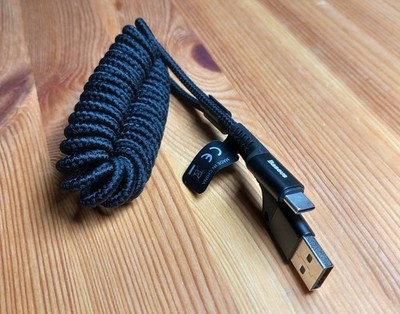 Baseus Geflochten Spiral Feder USB A -USB C Schnell Lade Kabel Datenkabel 1m 2A