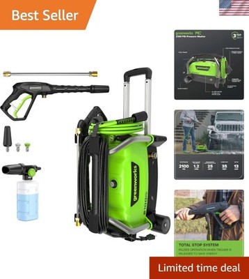 2100 PSI Compact Electric Pressure Washer with Telescoping Handle & Accessories