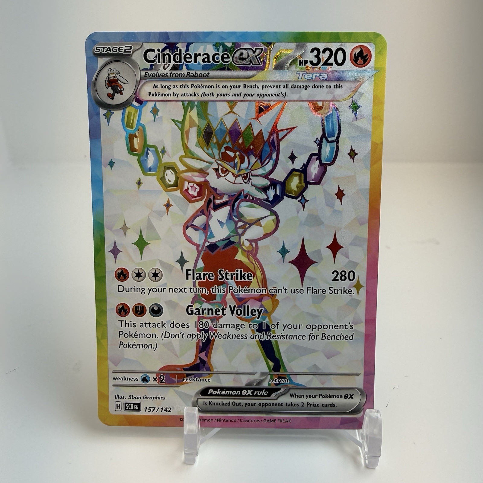 Cinderace EX Pokemon Stellar Crown 157/142 Ultra Rare Full Art Holo SV NM