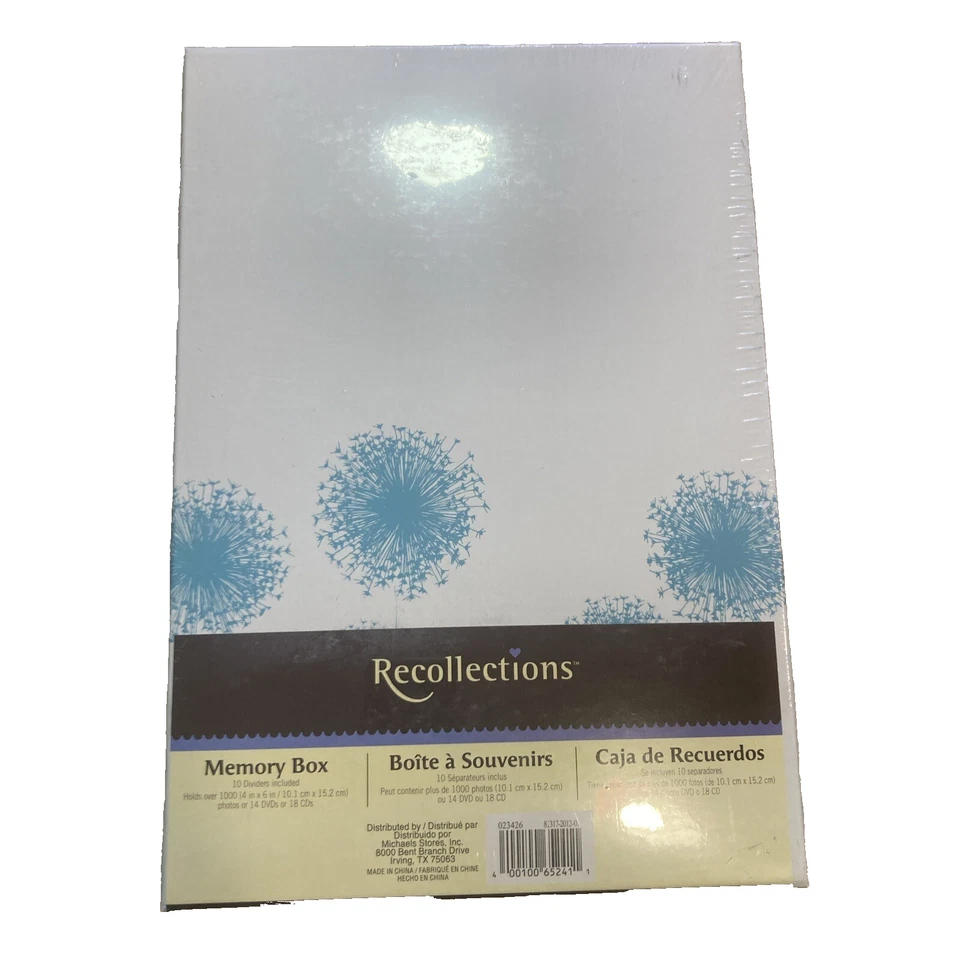 Caja de memoria Recollections 10 pestañas divisorias incluidas diente de león verde azulado sin ácido Foto 2 de 4