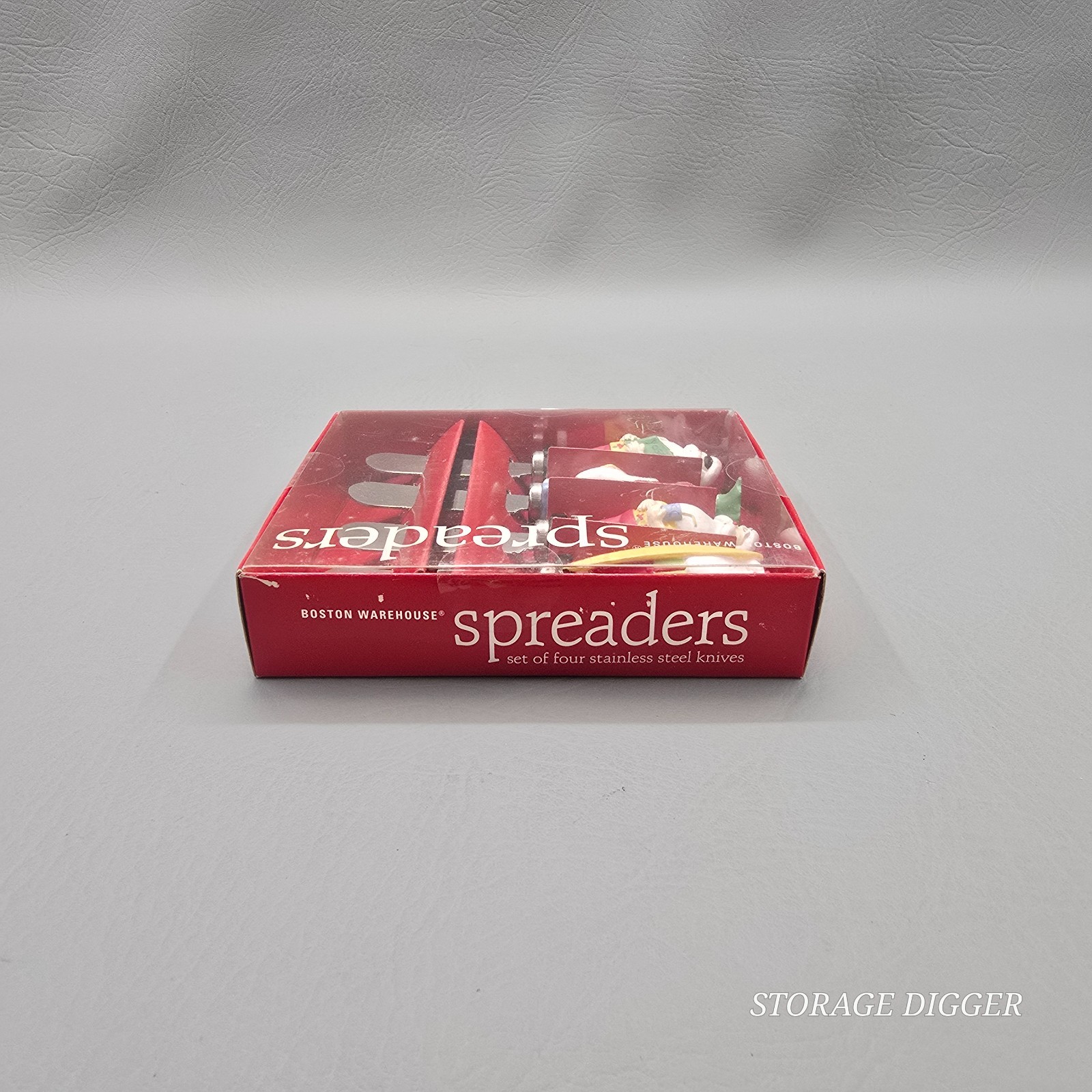 Vintage New 2003 Set of 4 Boston Warehouse Palm Tree Santa Spreader, # 12077