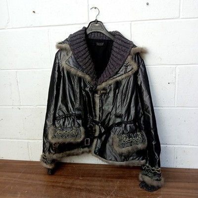 Levinson Luxus 100 % echter Nerzbesatz Strick & bestickte Details Jacke Größe 16