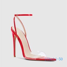 Women's Open Pointed Toe Banquet Slingbacks High Heel Dress Shoes Clear Sandals