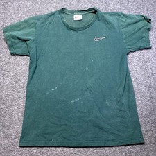 Vintage Nike Shirt Men M White Tag Embroidered Mini Swoosh Green USA MADE RARE