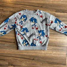 H M Boys Sonic The Hedgehog All Over Print Grey Crewneck Sweatshirt - 5T-6