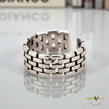 ANELLO UOMO DONNA RETRO' IN ARGENTO 925 RODIATO REGOLABILE 13-14 RAGAZZA RAGAZZO