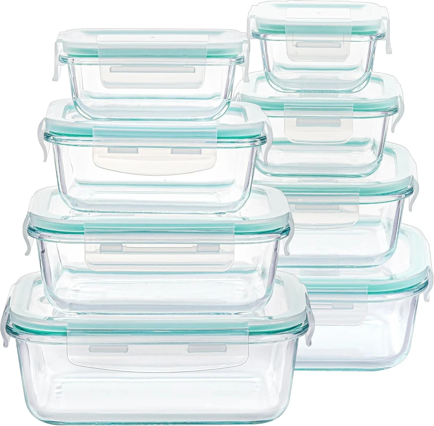 8 Pack Glass Food Storage Containers with Airtight Lids, Glass Meal Prep Contain
