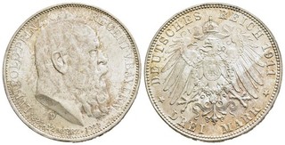 FITZ Bayern Luitpold Prinzregent 3 Mark München 1911 Silber Münze ØIVO583