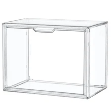 Acrylic Display Case with Magnetic Lid, Stackable Storage for Large Collectibles