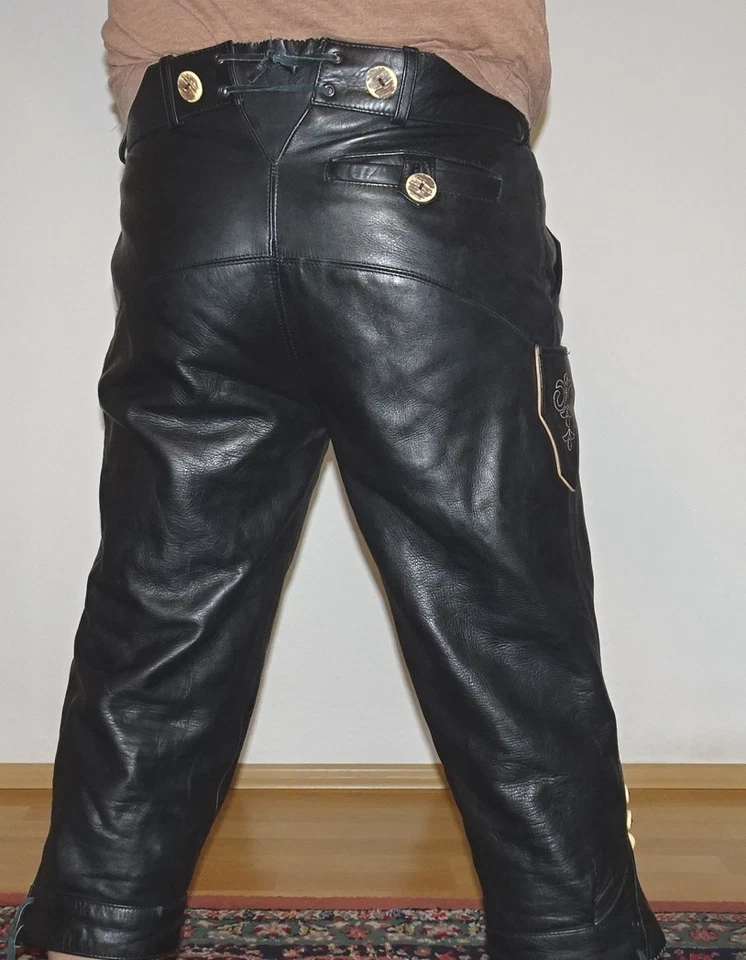 Lederhose BW44 cm, kurze Lederhose, Knickerbocker, Krachlederne, Plattlerhose - Bild 4 von 4