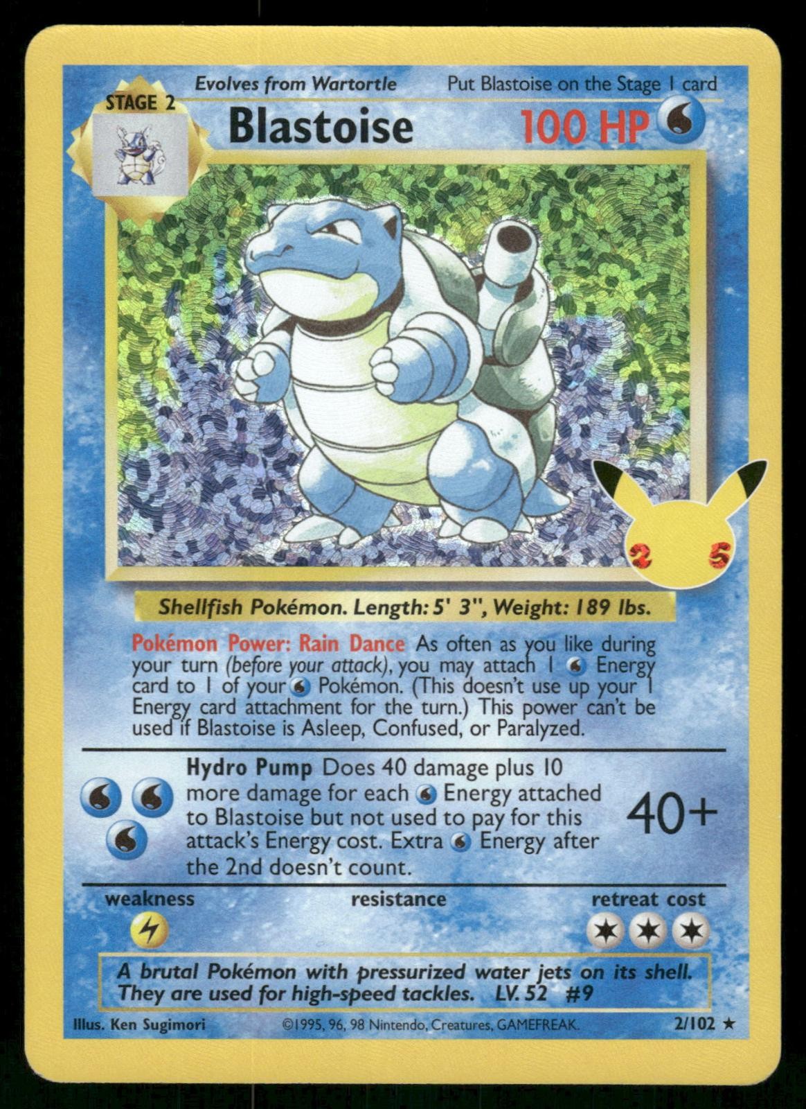 Blastoise 2/102 Celebrations: Classic Collection Pokemon Holo NM