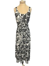 Ann Taylor LOFT Maxi Dress Strappy Black White Floral Print Knit NWT XS