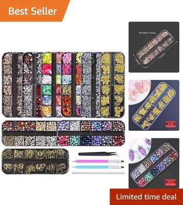 Complete Nail Rhinestone Art Kit: 9 Boxes of Gems with Tools for Creativity
