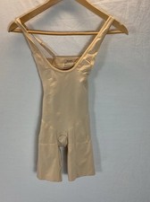 Spanx Red Hot Open-Bust Mid-Thigh Bodysuit Size M Soft Nude Beige