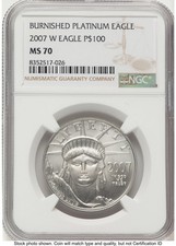 2007-W Burnished Platinum Eagle 1 oz Brown Label NGC MS70 2940.00 per troy oz