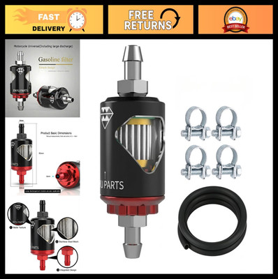 Universal 1/4'' Inline Fuel Filter Kit - Metal Gasoline Filters for Motorcycle, A
