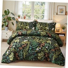 King Comforter Set - 3 Pieces Botanical Bedding King-104" x 90" Emerald Green