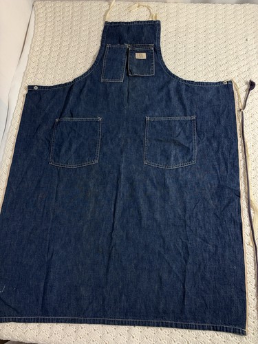 Vintage 60s Sears Union Made Selvedge Denim Work Apron Blue Indigo Butcher 40x29