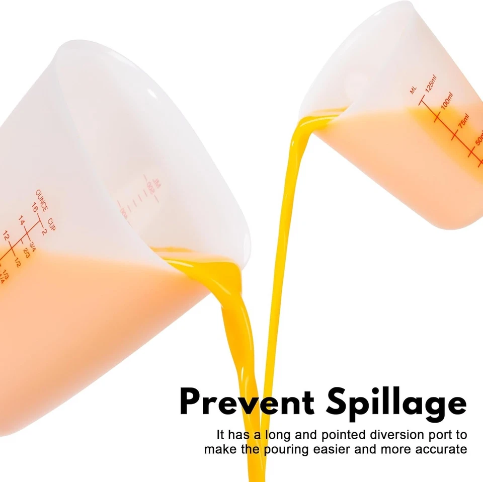 Upgraded 3 Piece Silicone Measuring Cup Sets Squeeze & Pour Liquid Measuring Cup - Image 3 of 4