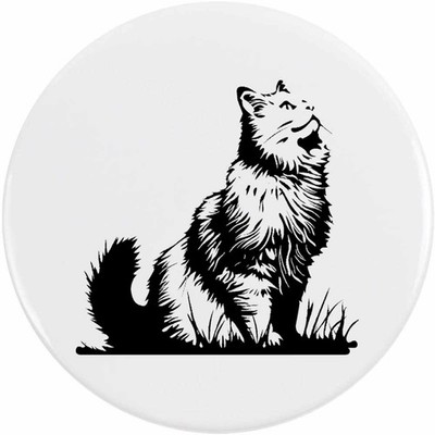 ' Siberian Cat Looking Up' Button Pin Badges (BB052704)