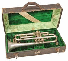 Vintage pre 1906 The Lyric Silver Plated Trumpet Made by Adolf Wurlitzer Co
