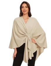 Cross Front Shawl Wraps Women Soft Warm Wedding Travel Poncho Sweater Cape