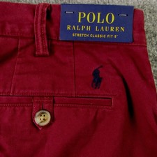 Image of Polo Ralph Lauren Shorts Mens 40x9 Stretch Classic Fit Burgundy Preppy Pony Logo