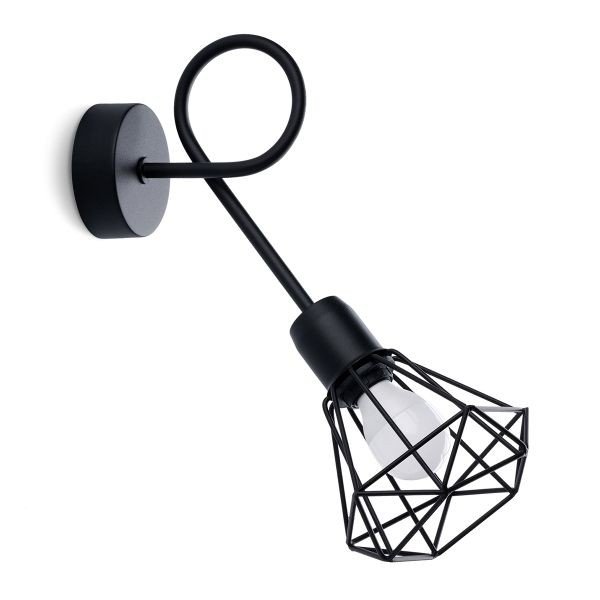 Applique acier noir E14 Artemis Long au fini mat minimaliste