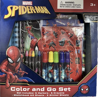 Stationery Box Journal - Spiderman Color Go  Color Pencil Marker Sticker Set NEW