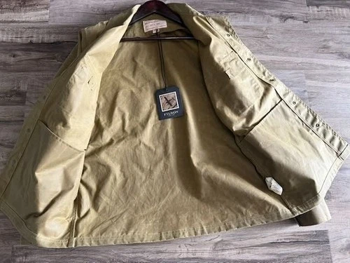NWT FILSON Eagle Harbor Jac Shirt Jacket Olive Tan 11oz Washable Waxed Cotton L image 5