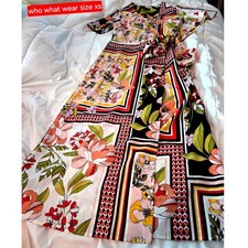 Who What Wear Floral Wrap Dress Size XS Scarf Block Print Midi Maxi Flutter