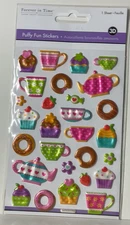 Forever In Time Coffee Dessert Cupcakes 3D Puffy Stickers 1 Sheet Scrapbook New