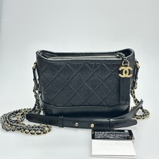 Chanel Small Black Gabrielle Hobo Bag Leather Crossbody Shoulder Bag Authentic