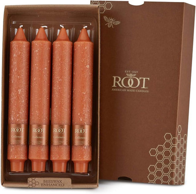 Root 4-Count Unscented Dinner Candles Dripless Beeswax Enhanced Timberline  Coll