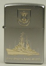 ZIPPO D185 Zerst&ouml;rer L&Uuml;TJENS &ndash; Sturmfeuerzeug m. Diamantgravur &ndash; German Navy