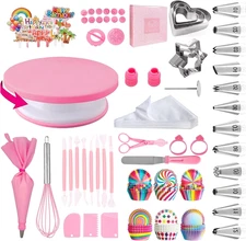 Cake Decorating Supplies Kit Tools 255Pcs, Cake Decorating Set with Cake Turntab
