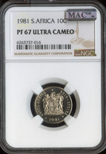 1981 South Africa 10 Cents NGC PF67 Ultra Cameo Quality