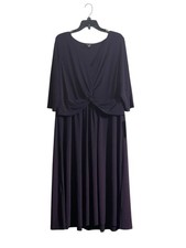 NWT Chaps Midi Dress sz 16W Front Twist Ruched Purple Formal Evening Career