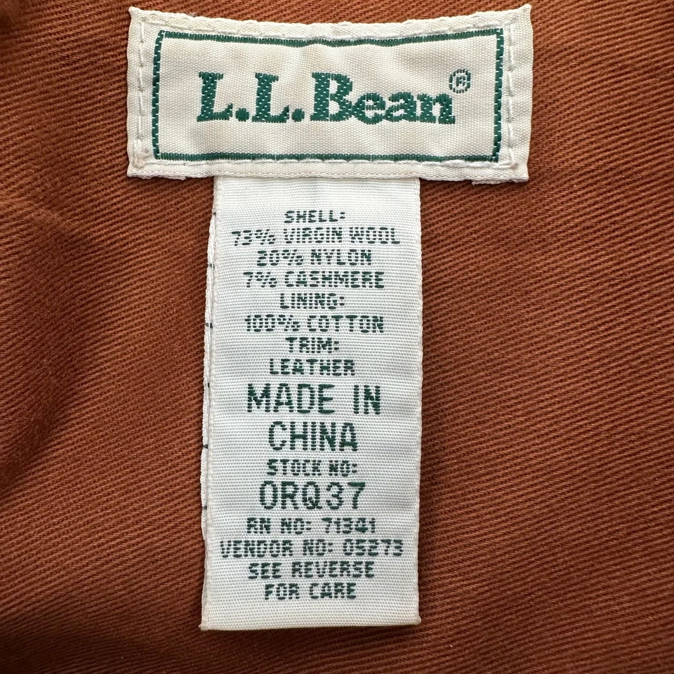 Bolso Mensajero LL Bean Tweed Lana Cachemira Cuero Borde Correa Ajustable Tostado Foto 2 de 4