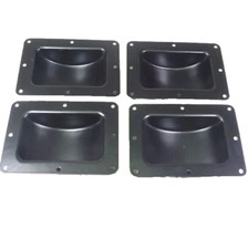 Four 4 Recessed Black Caster Dish 6" x 4" to Fit 3" or 4" Wheels For ATA Cases