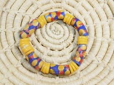 African Trade Bead Stretch Bracelet recycled glass tribal boho ethnic jbtg4