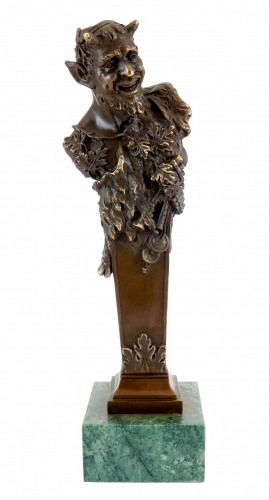 Wiener Bronze Faun Büste, Satyr Skulptur - mit Stempel Bergmann - Bild 3 von 8