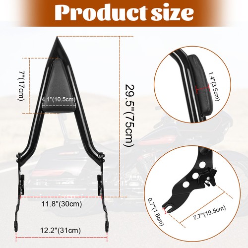 Respaldo desmontable barra trasera Sissy para Harley Touring Street Glide Road King 09+ - Imagen 2 de 8