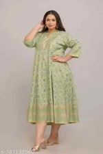 Beautiful PLUS Size Rayon Green Gown/Kurta /Kurti