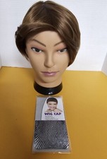 Mens Short Brown Wig Anime Cosplay Costume Wig W/Cap Wavy Bangs