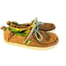 Boys Size 1 Sanuk Tan Boat Shoes Casual Lace Up Canvas