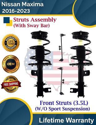 OE Front Struts W/Sway Bar For 2016-2023 Nissan Maxima 3.5L W/o Sport Suspension