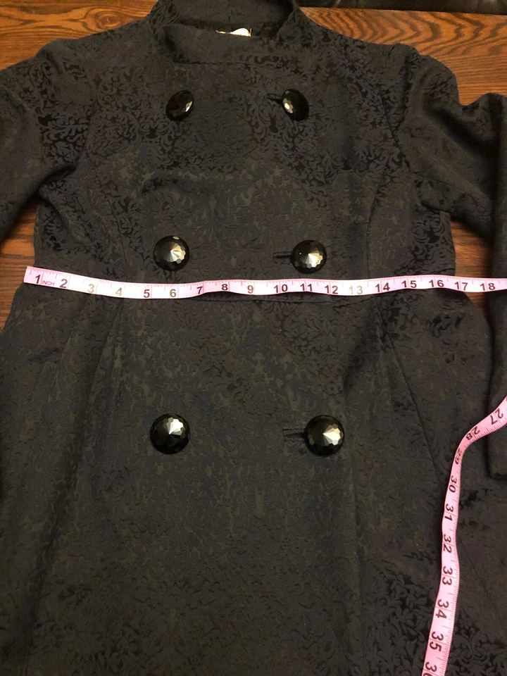 Nanette Lepore Blue Brocade Tapestry Double Breasted Coat M 8/10 - Image 4 of 4