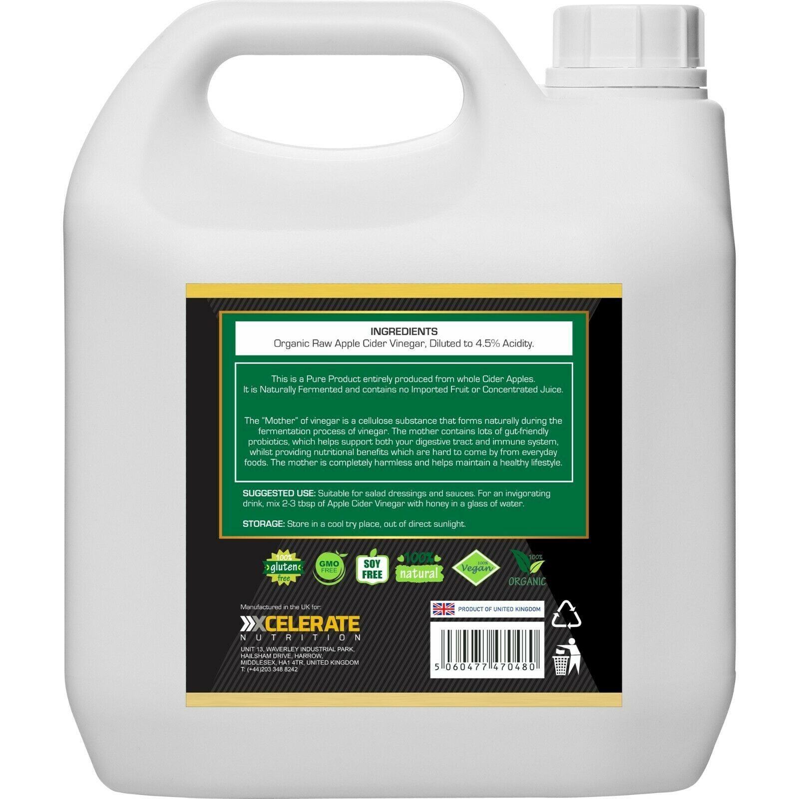 Organic Apple Cider Vinegar with Mother Raw Unfiltered 500ml Weight