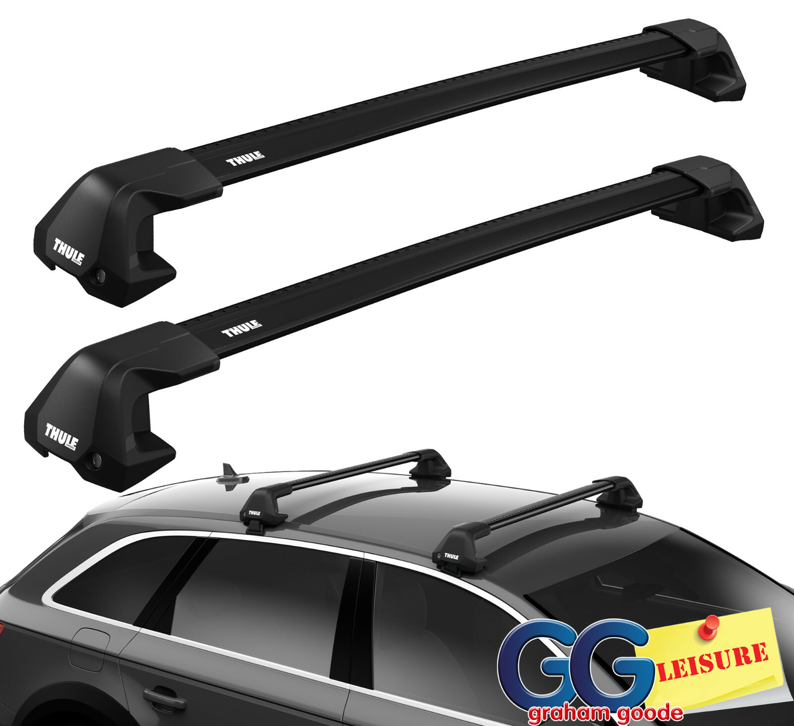 Thule Edge Black WingBars Roof Rack Bars | Ford Ranger Double Cab 2011- onwards